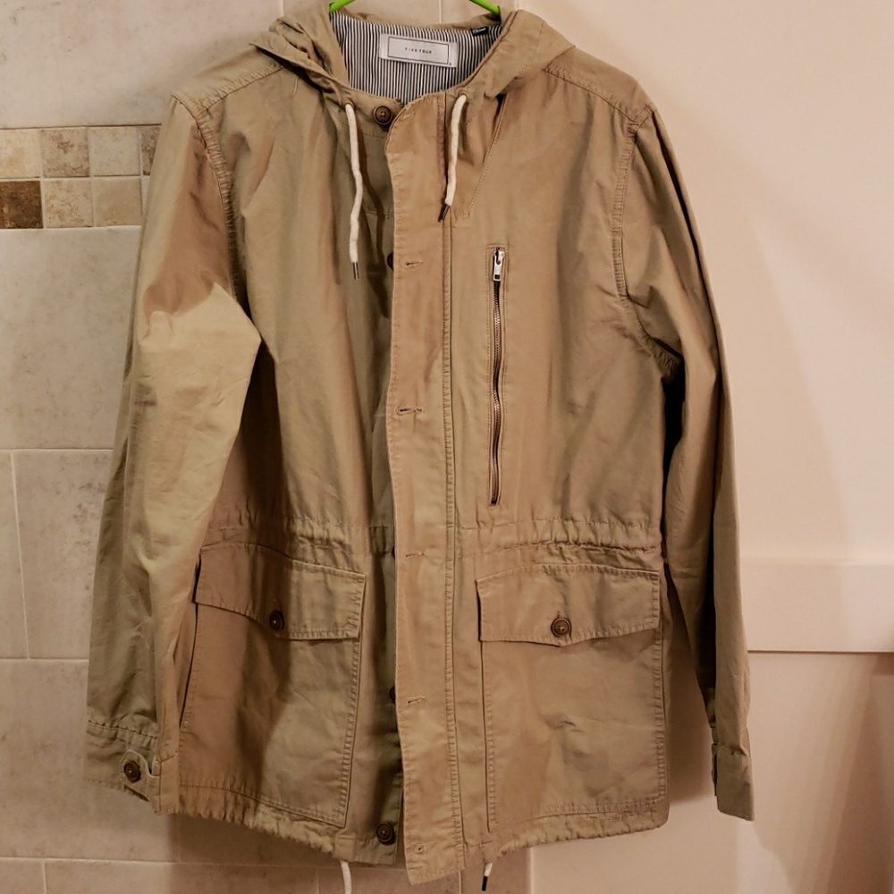 Mens lightweight hooded utility jacket